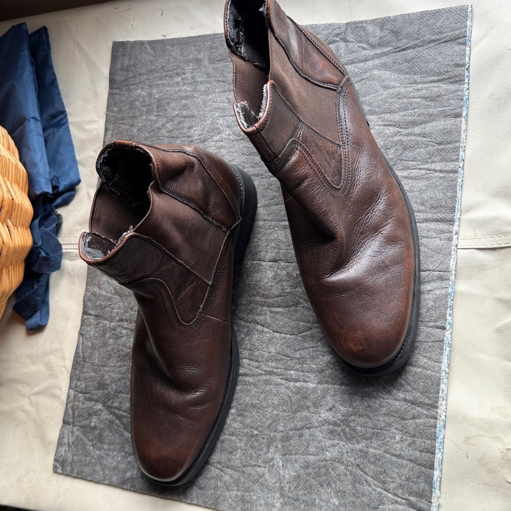 Chaps Men's Ankle Boots Genuine Leather Dark Brown Size 11